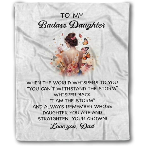 Fall Blanket, Winter Throw Blanket Christmas Gifts to My Dear Daughter, Premium Blanket, Gift for Daughter with Quotes, Christmas Day Gift, Daughter's Day, Birthday Gifts for her (White, 60" X 80")