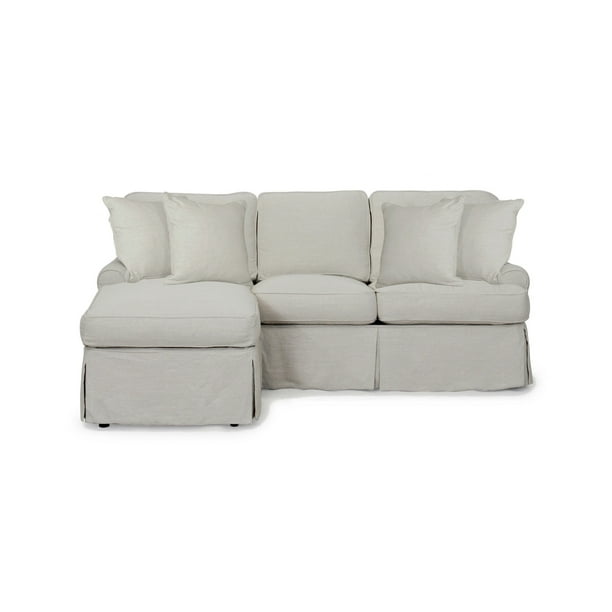 85 Light Gray Slipcovered Sleeper Sofa With Chaise Lounge Walmart Com Walmart Com