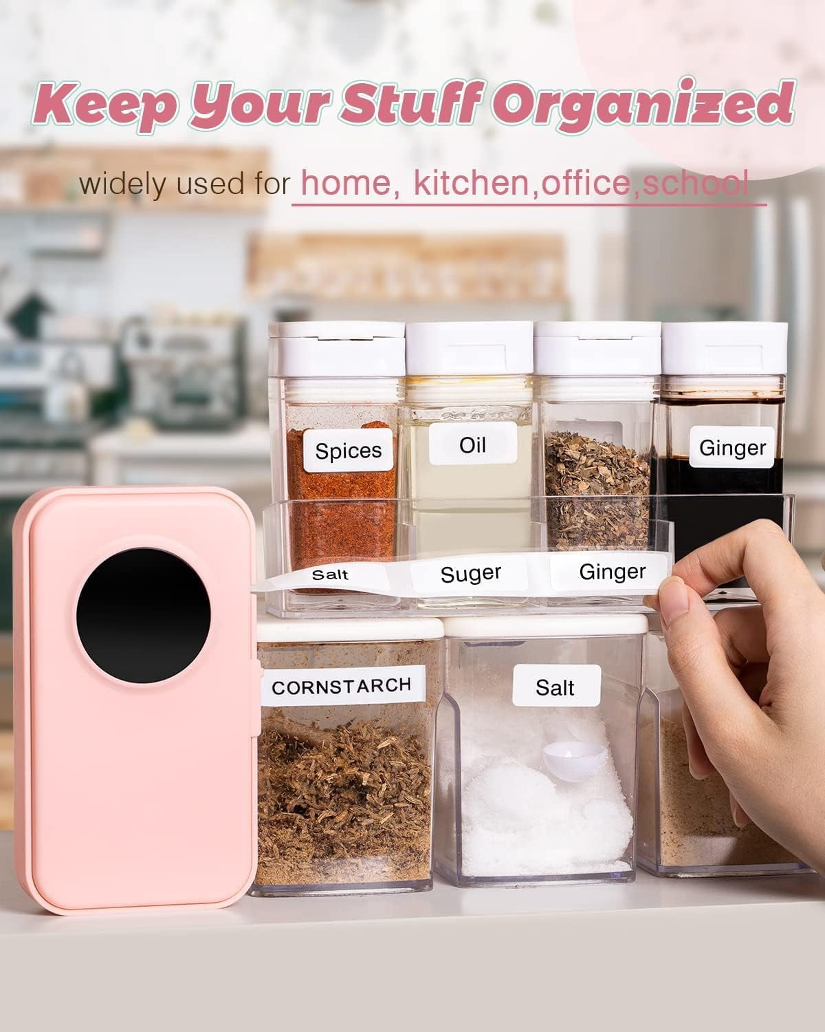 Phomemo D35 Simplify Labeling with the Portable Bluetooth Mini Label Maker - Wireless Mini Labels Maker for Home and Office Organization - Multiple Templates and Easy Smartphone Integration（Pink）