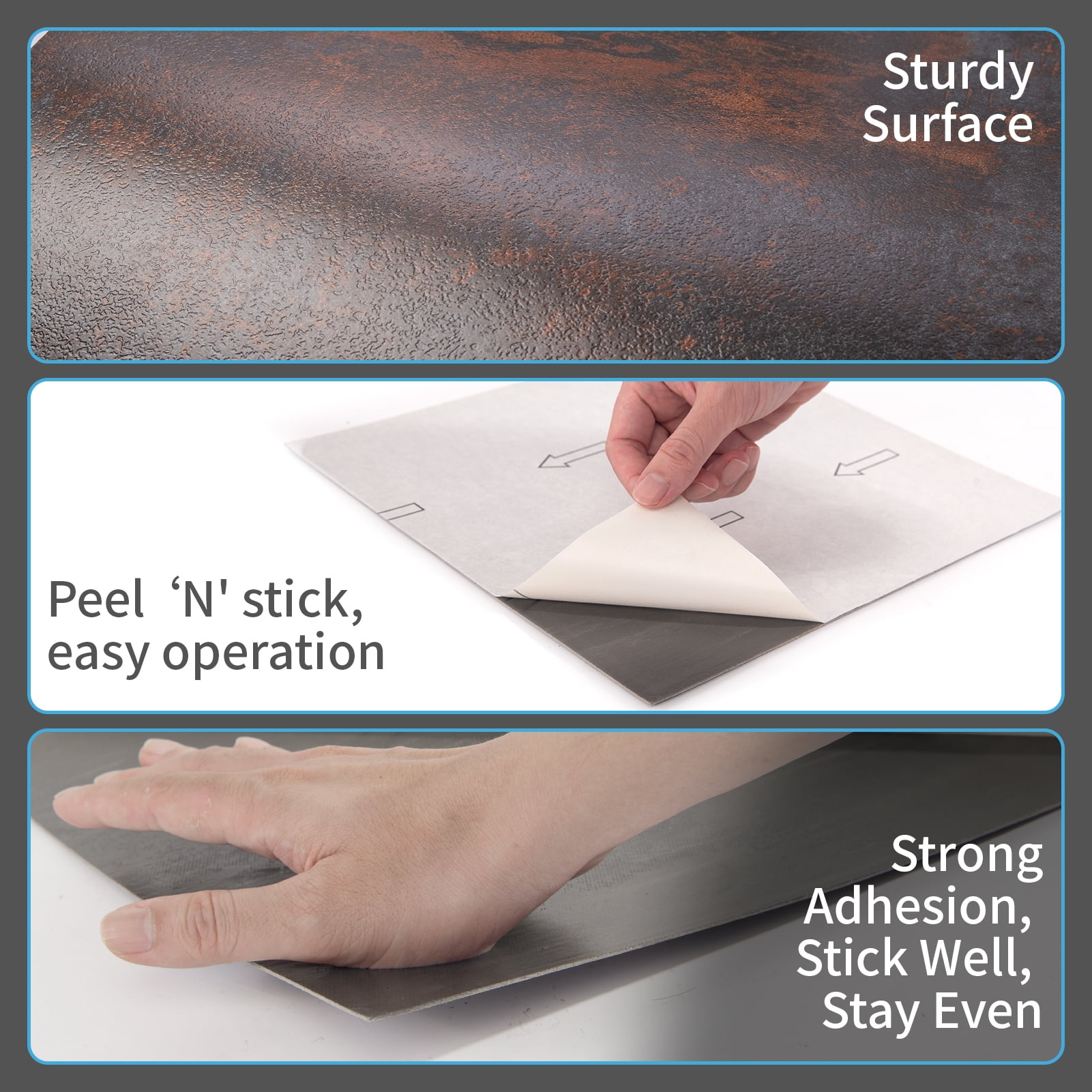 Art3d Peel and Stick Vinyl Floor Tiles,12x12 Inch Self-Adhesive Waterproof Flooring for Kitchen, Bathroom, 30-Pack, Rust Granite