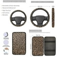 thumbnail image 3 of Yuyamidu Brown Leopard Print Car Seat Cover Set of 13 Fashion Steering Wheel Cover Seat Belt Covers Center Console Pad Keychain Coasters Auto Interior Accessories, 3 of 6