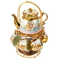 thumbnail image 2 of Juego de té de cerámica con diseño floral, ideal como regalo de cumpleaños, tetera, y platillo, para cualquier ocasión, como reuniones,, 2 of 9