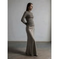 thumbnail image 3 of Women'S Satin High Waisted Maxi Skirts Hidden Zip A Line Long Skirt Khaki M, 3 of 4
