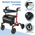 thumbnail image 6 of WalkMate Rollator Walker for Seniors with Cup Holder, Upgraded Thumb Press Button for Height Adjustment, 8" Wheels Folding Lightweight Walking Aid with Seat Padded Backrest, Red, 6 of 9