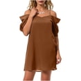 thumbnail image 2 of Eawtki Women's Cold Shoulder Spaghetti Strap Mini Dress with Ruffle Sleeves Casual Cocktail Dress for Wedding Guest Party, 2 of 5