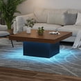 thumbnail image 2 of BeesClover Square Coffee Table, 35 Inch LED Living Room Tables, Modern Coffee Tables with Plug-in 16-Color LED Lights, Cocktail Table for Home Office, Apartment, Reading Room, Easy Assembly, 2 of 6