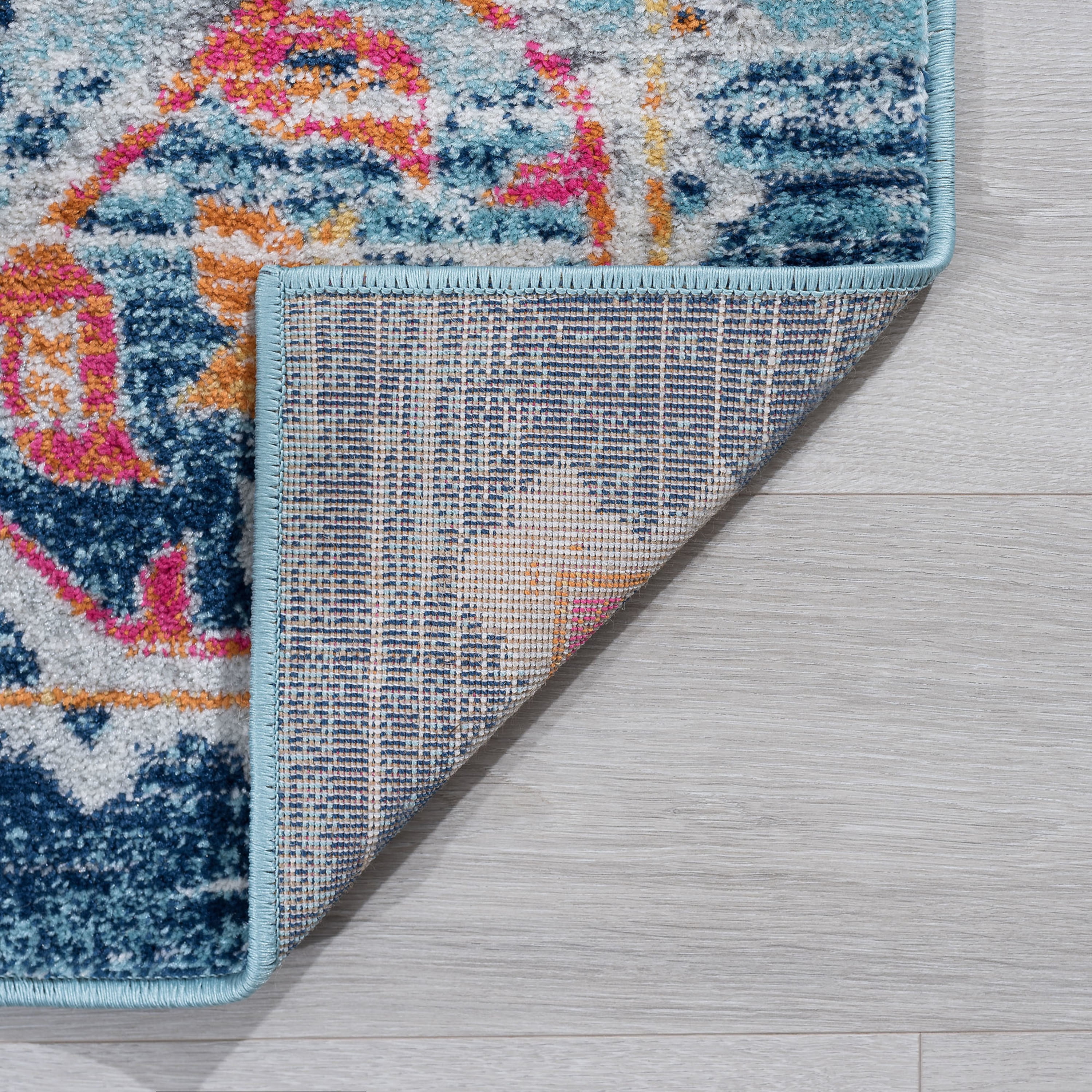 Transitional 2x3 Area Rug (2' x 3') Medallion Pink, Navy Indoor Scatter Easy to Clean