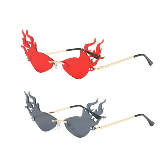 2 Pcs Fire Glasses Party Decorations for Adults Fashion Sunglasses Cool Women's