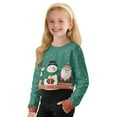 thumbnail image 5 of Xoenoiee Snowman Deer Santa Claus Snowflake Print Girl's Crewneck Long Sleeve Crop Sweatshirt Xmas Pullover Top Fall Outfit Christmas Athletic Clothes, 7-8 Years, 5 of 7