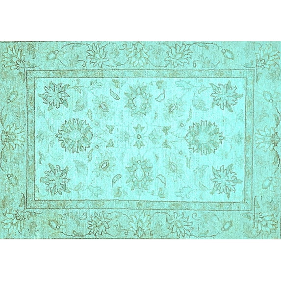Ahgly Company Indoor Rectangle Oriental Light Blue Traditional Area Rugs, 2' x 4'