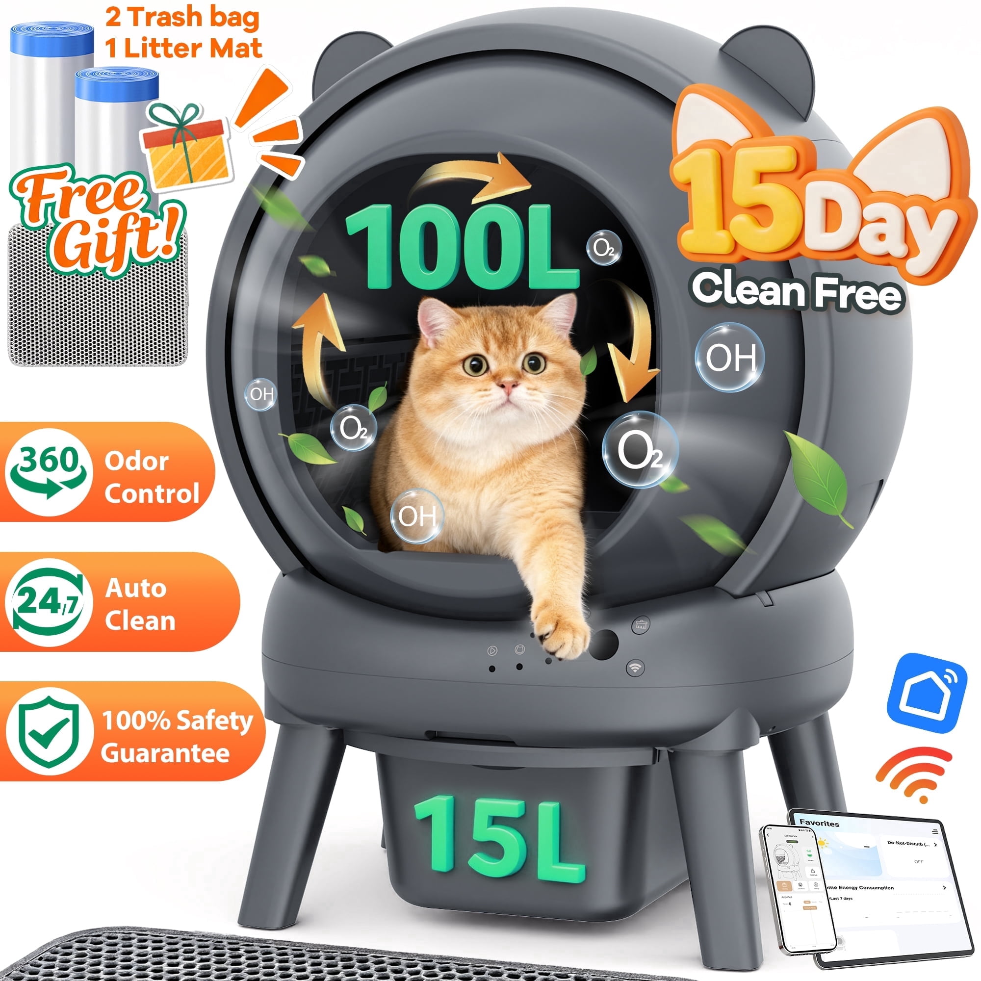 average size of a cat litter box XX-Large Side Entry Cat Litter Box, Navy main image 0
