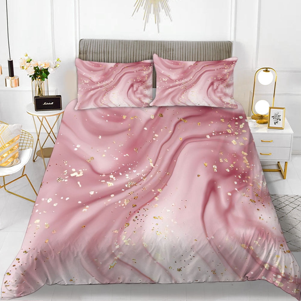 Minimalist Light Pink Duvet Cover Set for Teenage Girls, Warm
