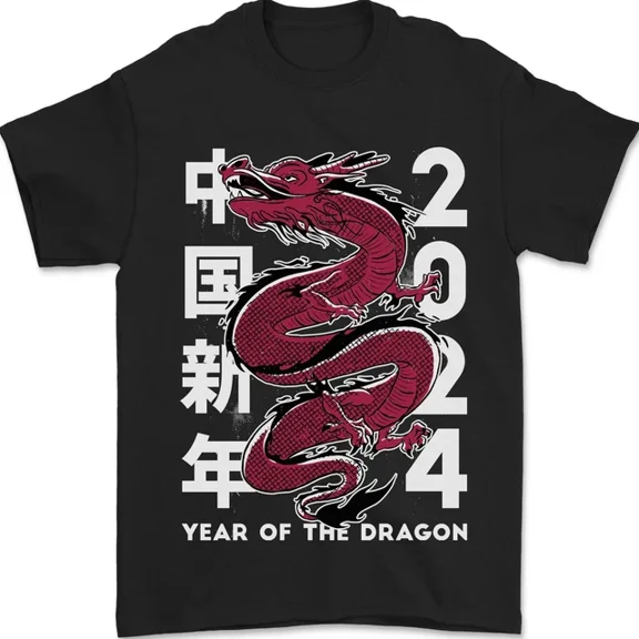 Kiraa Tee With 2024 Zodiac Chinese New Year Of The Dragon Mens S-5Xl T-Shirt