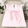 thumbnail image 2 of Erosebridal Plaid Initial W Sheet Set Full, Kawaii Ribbon Bedding Sets Full Size, Cartoon Bow Decor 4 Pieces, 2 of 7