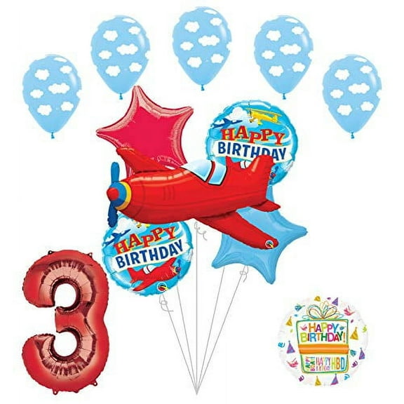 Airplane 3rd Birthday Party Supplies Vintage Plane Balloon Bouquet Decorations