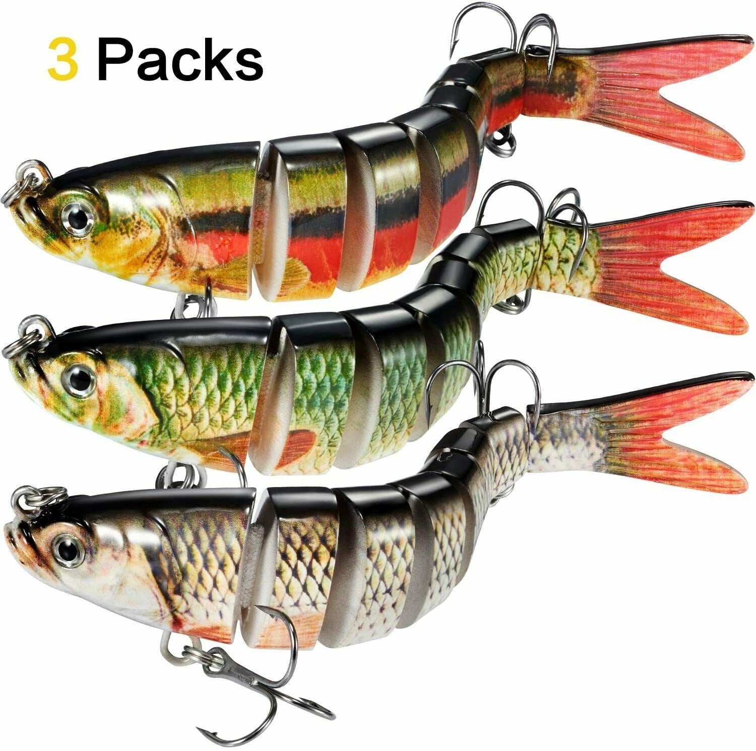 1/3PCS 13.7cm Fishing Artificial Baits Multisection Fish 3D Fish Eye