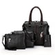 thumbnail image 3 of 4pcs/set Vintage PU Tote Bag, Luxury Top Handle Satchel, Women's Fashion Handbag, Shoulder Bag, Crossbody Bag & Clutch Purse Wallet, 3 of 5