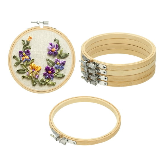 5inch Embroidery Hoop, 6pcs Cross Stitch Hoop Bamboo Wood Circle Frame Ring for Embroidery Art Craft Sewing Ornaments Hanging Decoration