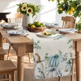 thumbnail image 2 of Table Runner 72 Inches Long for Kitchen Dining, Teal Grey Pumpkin Fall Dresser Scarf Farmhouse, Dining Table Decorations for Wedding/Parties, Thanksgiving Eucalyptus Leaves 14 x 72 In, 2 of 9