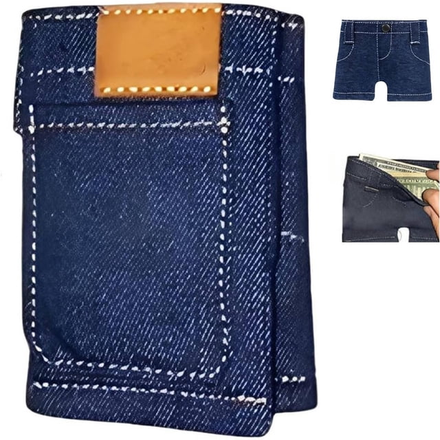 Pocket Pants Mini Jeans Wallet Cute Foldable Denim Coin Purse Small Card Portable Style Slim Compact Bifold