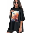 thumbnail image 3 of Plus Size Shirt for Women Black Tops for Women Oversized Short Sleeves Shirt for Women Abstract Dynamic2 T Shirt Crewneck Shirt for Women L, 3 of 5