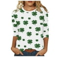 thumbnail image 1 of cfhntfmh Chemise de la Saint-Patrick pour Femmes Grande Taille Blouse Imprimée Manches 3/4 Col Rond Mode 2025, 1 of 5