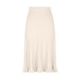 thumbnail image 6 of Ndbuld Womens Skirt Boho Elastic High Waist Ankle High Waisted A-Line Long Maxi Skirt Women Solid Color Mink Ruffle Pleated Skirt High Waisted Knitted Half Skirt,White, 6 of 6