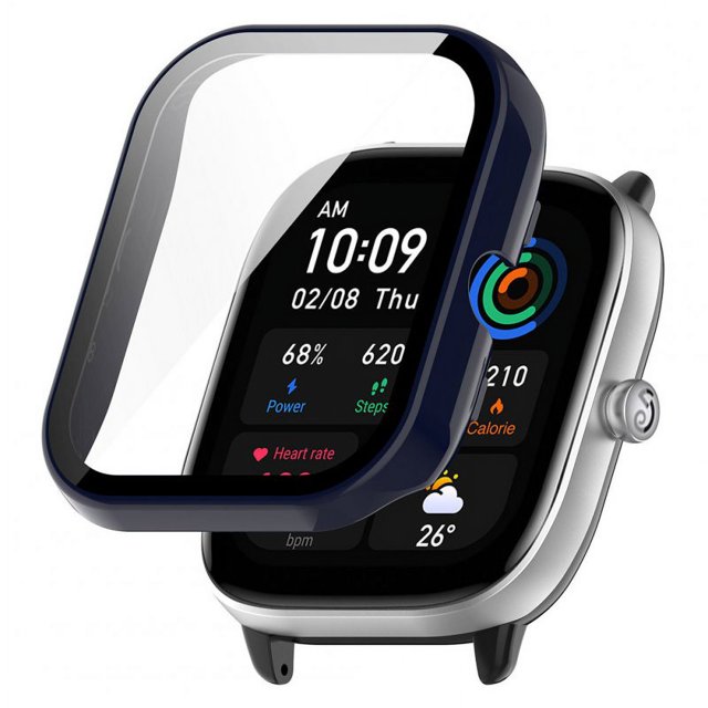 Screen Glass Protector Film Case Compatible For Huami Amazfit Gts4 Mini Smartwatch Full Protective Cover Ink blue
