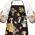 thumbnail image 2 of Brown Mushroom Leaf Black Pattern Apron-Garden Aprons for Women with Pockets-Cotton Linen Waterproof Kitchen Cooking Gardening Aprons Adjustable for Kitchen,Cooking,BBQ and Salon 33x27 Inch, 2 of 7