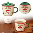 thumbnail image 2 of BotaniNest Ceramic Mug With Lid And 3D Topper Santa Design Holiday Coffee Cup Festive Green Handle Merry Theme 340ml Capacity Perfect Holiday For Fami, 2 of 5