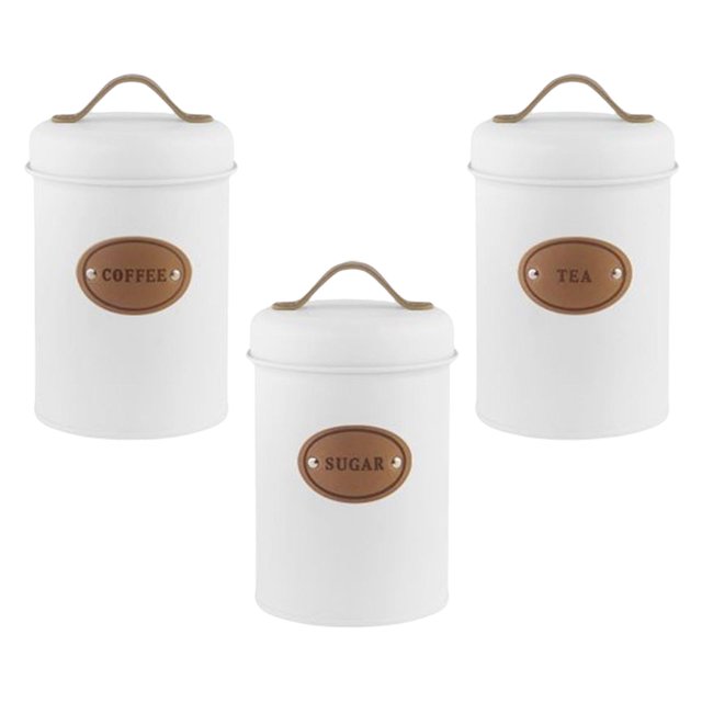 Abbracc Storage Jars Kitchen Storage Canister Kitchen Canister Set for Countertop A A White