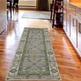 thumbnail image 2 of Indigenous Decorative Rug, Triangles and Flowers Old People Art from the Past Squares Geometric, Quality Carpet for Bedroom Dorm and Living Room, 6 Sizes, Fern Green Eggshell, by Ambesonne, 2 of 2