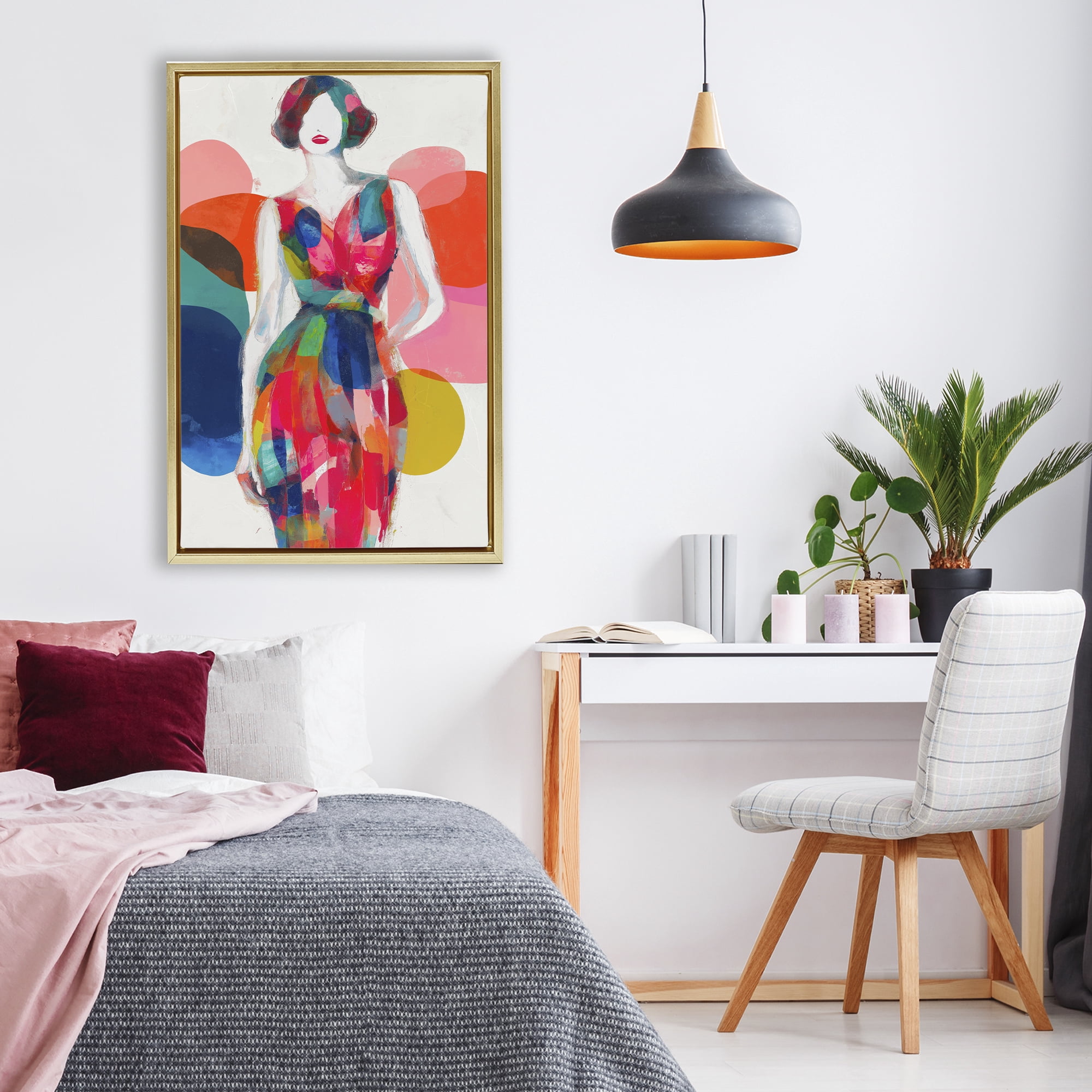 Stupell Industries Deco Fashion Woman Gold Framed Floater Canvas Wall Art, design by Chromatic Storm Studio