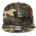 thumbnail image 5 of 2-pack Classic Snapback Hat Cap Hip Hop Style Flat Bill Blank Solid Color Adjustable Size Black & Woodland, 5 of 6