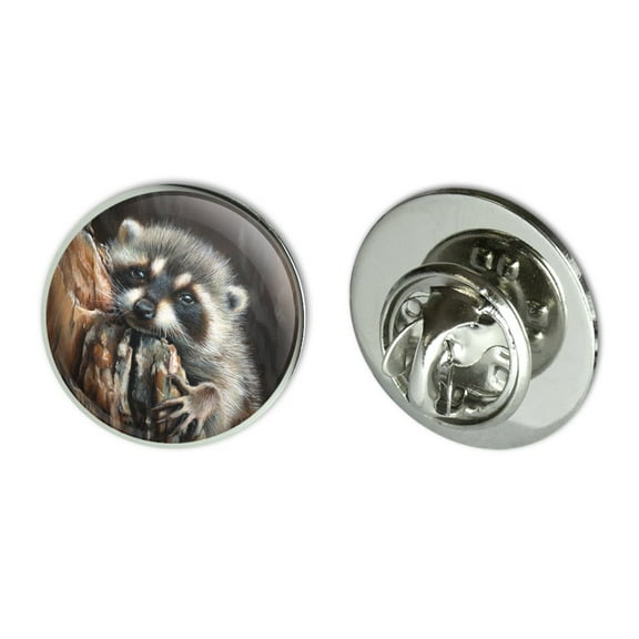 Lazy Daydreaming Raccoon in Tree Metal 0.75" Lapel Hat Pin Tie Tack Pinback
