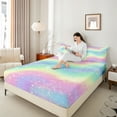 thumbnail image 4 of Castle Fairy Gradient Rainbow 4-Piece Full Size Sheets,Starry Sky Bed Sheets,Watercolor Artwork Lightweight Sheet Sets,Luxury Ombre Bedroom Decor, 4 of 7