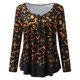 thumbnail image 4 of Puntoco Mujer Casual Camiseta Impreso Manga Larga Cuello Redondo Fruncido Pullover Blusa tops Puntoco Puntoco-7547, 4 of 5