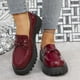 thumbnail image 1 of Xucatan Women's Patent Leather Tassel Loafers, Chunky Sole Slip-On Flat Shoes, Classic British Style Casual Shoes for Women, Plus Size Uniform Shoes Gift, 1 of 8