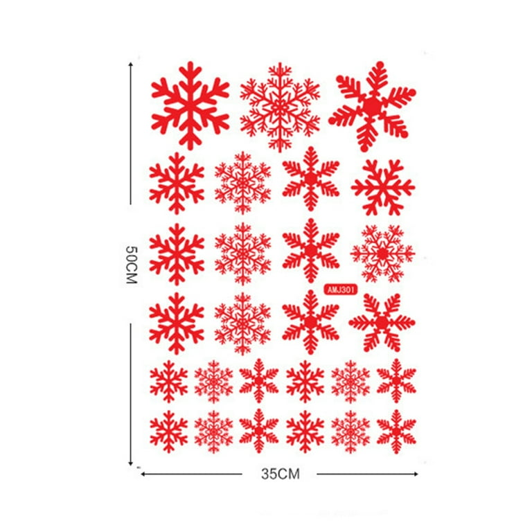 Reusable Static Electricity Snowflake Stickers Glass Window Kids Room Christmas  Stickers New Year Glass Window Kids Room Christmas Wall Decals Decoration Reusable  Static Electricity Red 