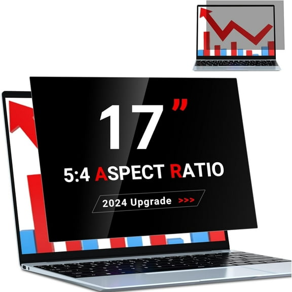 Laptop Privacy Screen 17 inch 5:4, 17 inch Removable Anti Blue Light Glare Eye Protection Shield, Black Blackout Anti Spy Desktop Security Private Filter