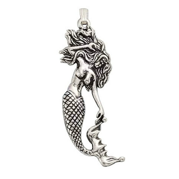 Sterling Silver 16" .8mm Box Chain Topless Mermaid Pendant Necklace