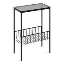Kate and Laurel Trubey Modern Side Table, 15.75" x 8" x 24.6", Black, Contemporary End Table With Practical Storage Rack Underneath, Ideal for Living Room or Bedroom