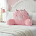 thumbnail image 4 of Your Zone 21.25" x 21" Pink Unicorn Faux Fur Backrest Lounger Pillow, 4 of 5