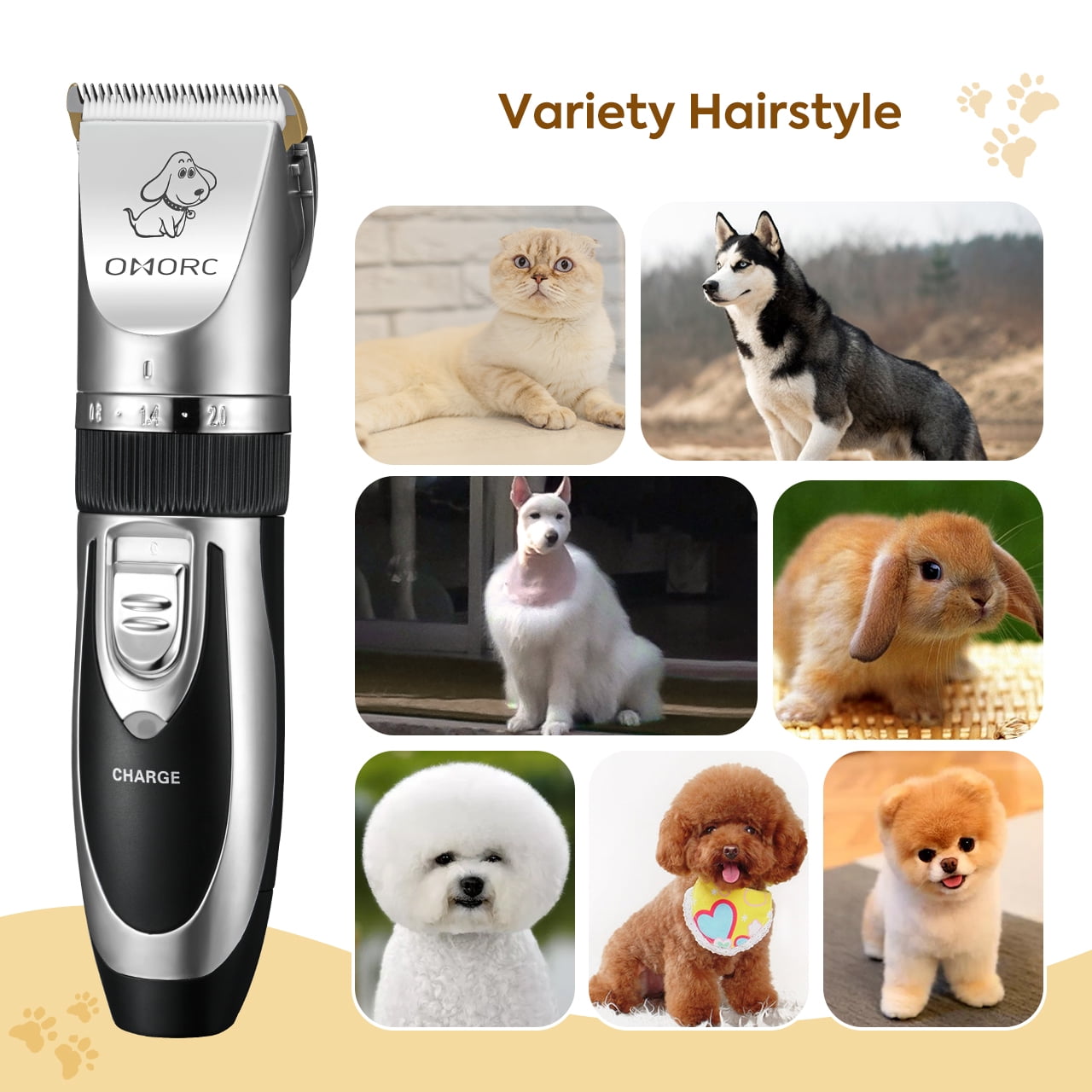 Buy OMORC 24V Dog Clippers, 12 Piece Plugin Professional & Quiet Dog