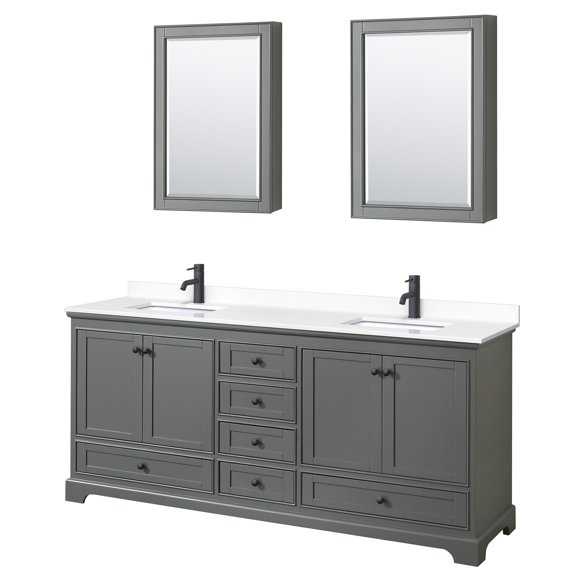 Wyndham Collection WCS202080DGBWCUNSMED Deborah 80" Free Standing Double Basin Vanity Set