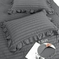 thumbnail image 3 of Unique Bargains Microfiber 3 Pieces Seersucker Duvet Cover Set King Dark Grey, 3 of 8