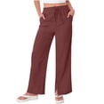 thumbnail image 5 of Axiiglly Plus Size Cotton Pants for Women Casual Loose High Waist Casual Pants with Pockets Solid Color Comfort Workout Pants S-4XL, 5 of 10