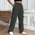 thumbnail image 4 of Black Sweatpants Joggers Wide Leg Sweatpants Womens Joggers with Pockets Fleece High Waist Relaxed Fit Lounge Pants Baggy Drawstring Athletic Sweat Pants Sweatpants for Teen Girls, 4 of 5