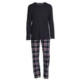 thumbnail image 2 of Hanes Men's and Big Men's ComfortSoft Long Sleeve Crew & Cotton Flannel Pant Pajama Set, 2 of 6