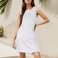 thumbnail image 2 of Women Summer Beach Dress Elegant Solid Color Floating Mid Length Round Neck Sleeveless Casual Fashion Dress Womens Casual Trendy Midi Dresses, 2 of 5